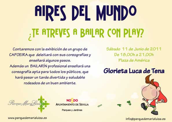 Exhibibiciones de bailes del mundo y coreografía smultitudinaria el 11 de Junio en el Parque de María Luisa de Sevilla