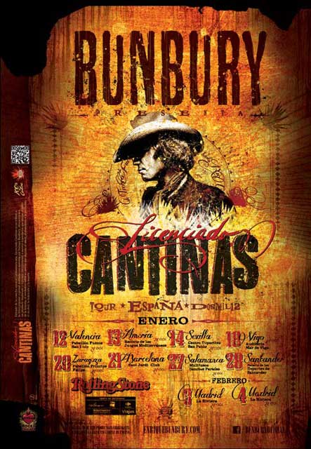 Bunbury en Sevilla, actuación el 14 de enero de 2012 dentro de la gira 'Licenciado Cantinas'