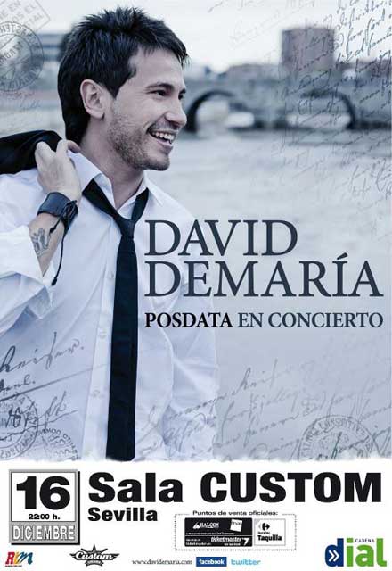 David DeMaría en Sevilla, actuación el 16 de diciembre en la Sala Custom (antigua Sala Q)