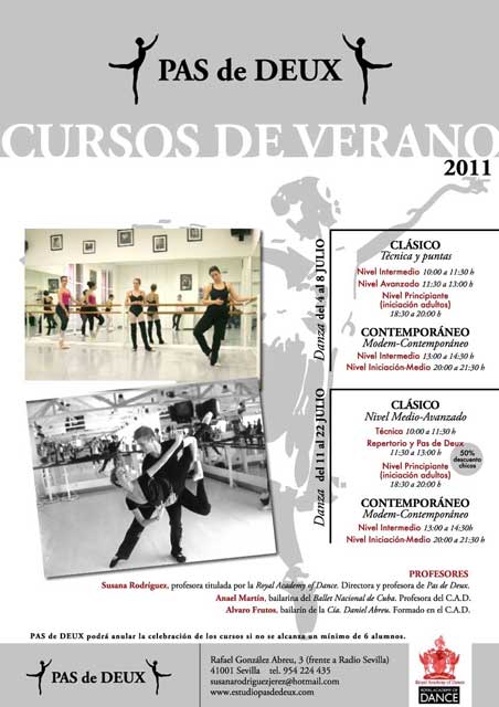 Cursos de danza clásica y contemporáneo para todos los niveles en Sevilla durante el mes de julio de 2011