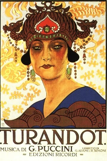 Cartel del estreno de Turandot, el 25 de abril de 1926 en La Scala de Milán